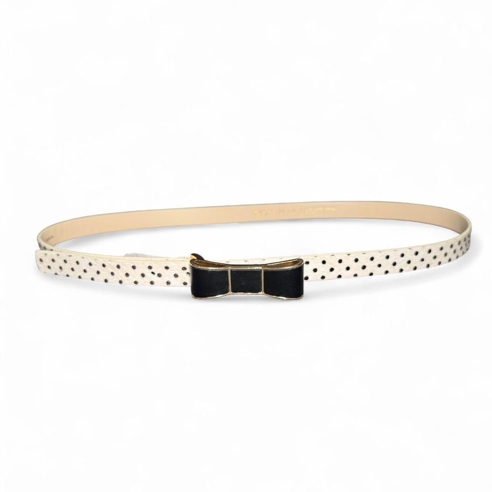 Kate Spade New York In the Loop Polka Dot Bow Belt Size Large Calf Hair Leather